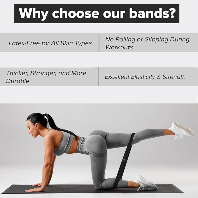 Resistance Bands for Working Out (Set of 5) – Elastic Bands for Exercise & Physical Therapy – Loop Resistance Bands for Glutes, Home Workouts, Yoga, Pilates, Stretching & Legs