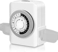 Timers for Electrical Outlets Indoor, AaiVrylliz 3-Prong Dual Outlet Timer,24-Hour 30 Minute Daily On/Off Cycle, Plug-in Mechanical Timers for Christmas Lights, Lamps, Grow Light