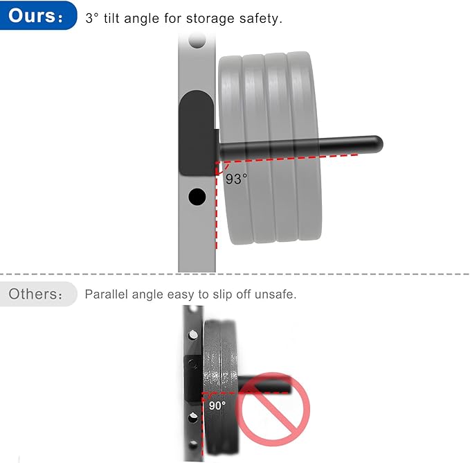 Kipika J-Hooks for Squat/Power Rack, Weight Plate Holder Set for 2" x 2" or 3" x 3" Power Rack, Heavy Duty J-Cups Barbell Holder & Weight Storage