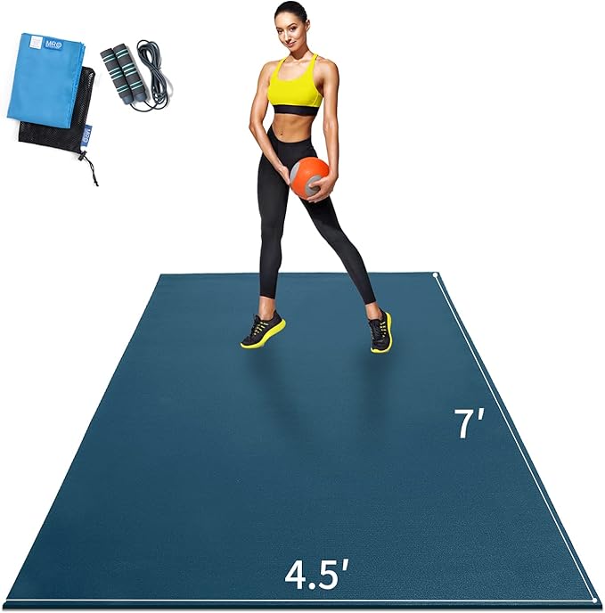 MRO Extra Large Exercise Mat For Home Gym, 8'x4.5'/7'x4.5'/6'x4.5'(7mm) Workout Mats for Gym Flooring, Non-Slip, Extra Thick Durable Cardio Mat, Ideal for Plyo, Weights, MMA, Jump Rope -Shoe Friendly