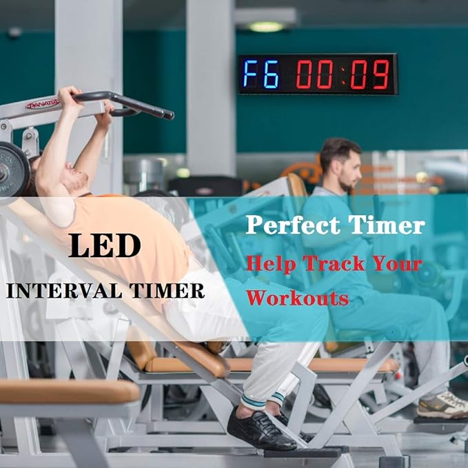 Gym Timer 3 Inch Clock Fitness Home Tabata Boxing Count Down and Up with Remote (Blue Red)