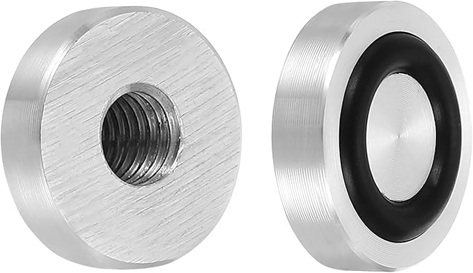 uxcell M8 Thread 20mm / 0.8" Dia 8mm Thick Aluminum Circle Disc Glass Top Adapter 4pcs Round Solid Table Feet Pad Plate Hardware with Anti-Slip Rubber Ring