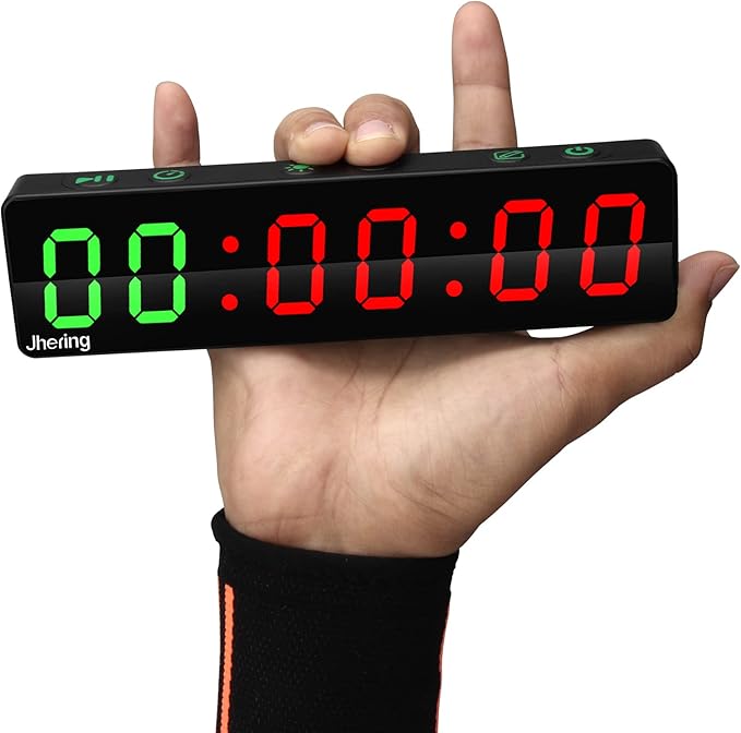 Gym Timer, Portable, Interval Timer with Rechargeable Battery and Built-in Magnet, LED Digital Anti Vertigo Display, Upgraded Workout Clock for Home Gym Garage Fitness