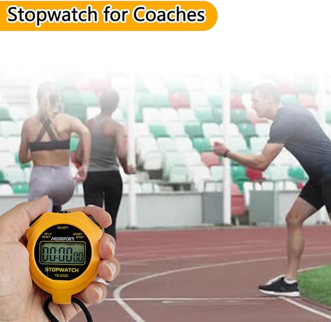 Stopwatch Timer Only Stopwatch Mode, ON/Off Silent Large Display Simple Operation, Without Clock Date Countdown, Digital Stop Watch for Sports Kids Coaches, Orange