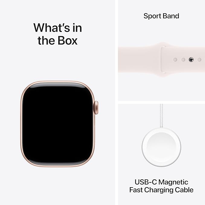 Apple Watch Series 10 [GPS 46mm case] Smartwatch with Rose Gold Aluminum Case with Light Blush Sport Band - M/L. Fitness Tracker, ECG App, Always-On Retina Display, Water Resistant