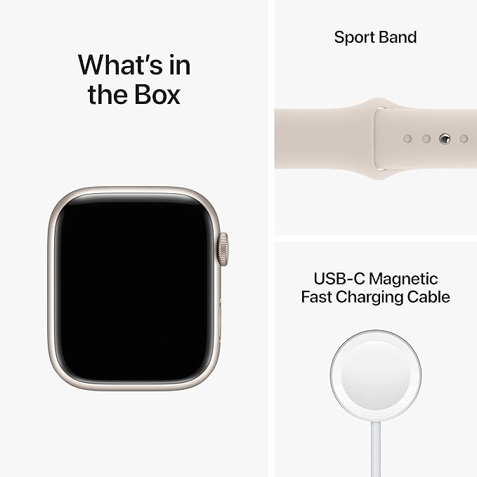 Apple Watch Series 8 [GPS + Cellular, 45mm] - Starlight Aluminum Case with Starlight Sport Band, M/L (Renewed)