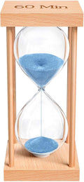 60 Minute Sand Timer, 60 Min Wood Small Hourglass Timer, Blue Sand Clock, One Hour Wooden Hour Glass for Classroom, Sandglass, Reloj De Arena Decorativo, Home, Office, Game, Gift
