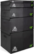 Champion Sports Foam Plyometric Box Set with 3", 6", 12", 18", and 24" Included - Durable Jump Boxes for Training with Handles, Hook and Loop Flaps - Stackable Cross Traning Plyo Box, Jumps for Gym