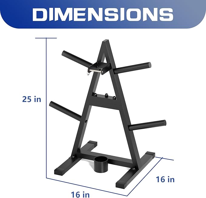 A-Frame Weight Plate Tree for 1" Olympic Plates - Holds 300 lbs, Dumbbell Rack and Home Gym Storage Stand - Organize Your Workout Area