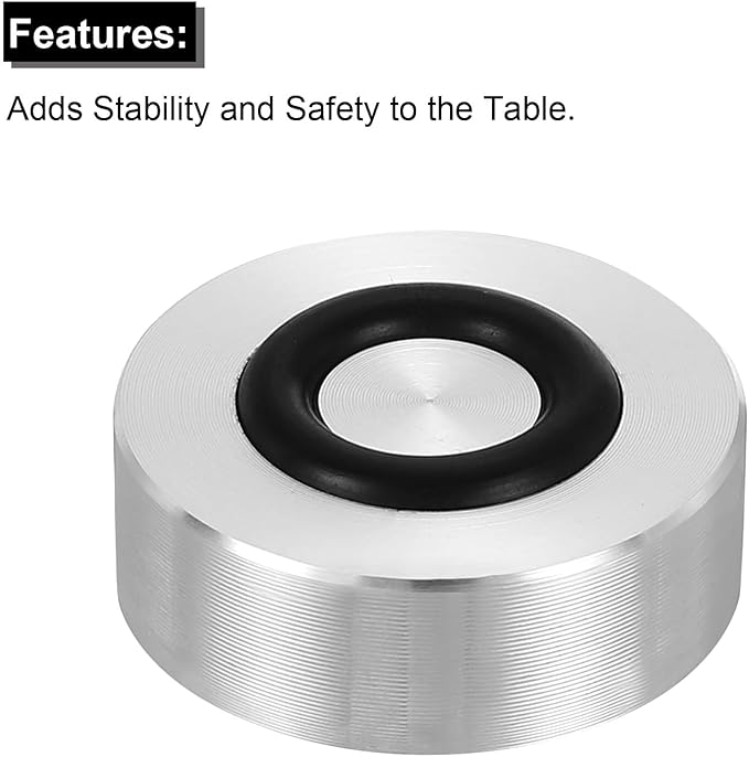 uxcell M8 Thread 25mm / 1" Dia 12mm Thick Aluminum Circle Disc Glass Top Adapter 4pcs Round Solid Table Feet Pad Plate Hardware with Anti-Slip Rubber Ring
