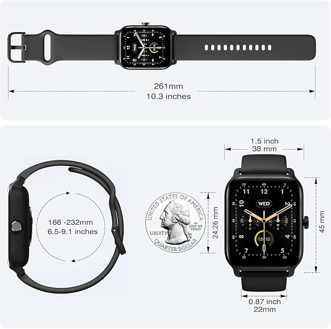 Fitpolo Smart Watches for Men Android & iPhone, Alexa Built-in [1.8" HD Screen] IP68 Waterproof Fitness Watch with Bluetooth Call (Answer/Make), Heart Rate/Sleep/SpO2 Monitor, 105+ Sports Tracker