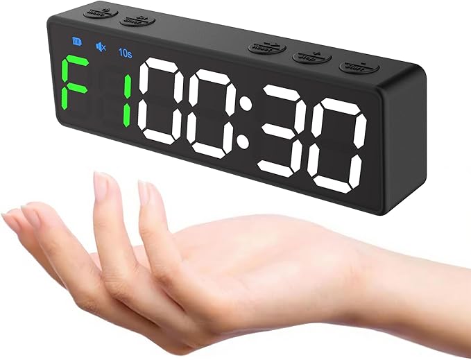 Mini Portable Gym Timer Clock, Large LED Digital Display Screen, Powerful Magnet, Powerful Battery, Count up/Down, Stopwatch, Exercise Interval Timer, Eight Fitness Modes, Suitable for Home and Gym