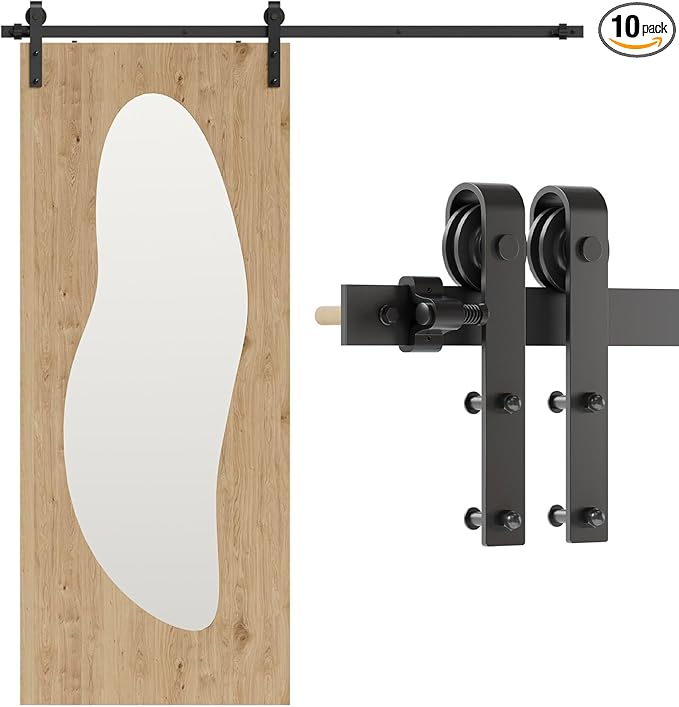 CCJH 5FT Sliding Barn Door Hardware Kit Heavy Duty for Max 31'' Wide Single Wooden Door