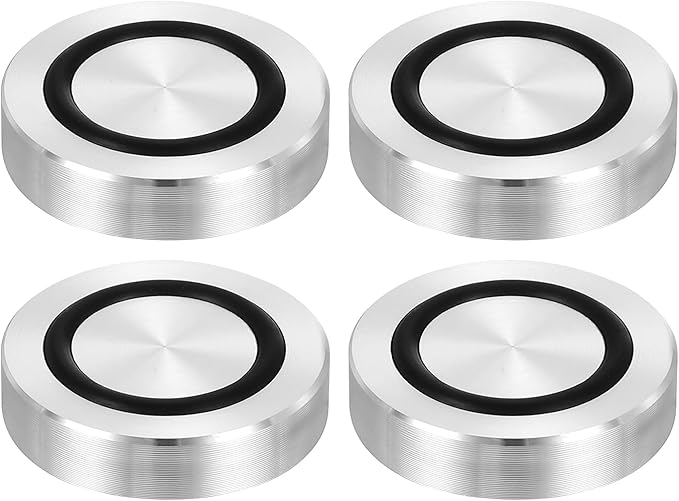 uxcell M8 Thread 35mm / 1.4" Dia 8mm Thick Aluminum Circle Disc Glass Top Adapter 4pcs Round Solid Table Feet Pad Plate Hardware with Anti-Slip Rubber Ring