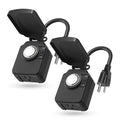 BN-LINK 24 Hour Heavy Duty Mechanical Timer, Outdoor Timer Outlet Waterproof with 30 Minutes Intervals, 1 Grounded Outlets for Christmas Lights Pool Pump,15A 1/2HP, ETL Listed（2 Pack）