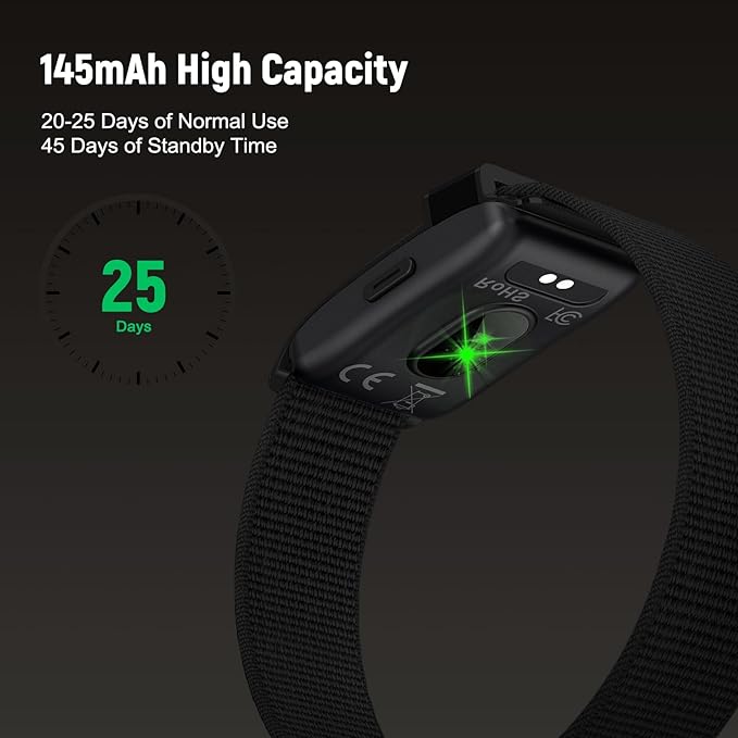 Fitness Trackers Smart Wristband with Hidden Screen(Wrist-Raise Screen Activation) Activity & Sleep Tracker with Heart Rate/HRV/Blood Oxygen, Vibration Alerts, Free APP Black (Universal Size)