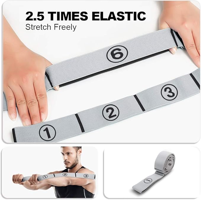 Stretch Strap, Elastic Yoga Stretching Strap, Multi-Loop for Physical Therapy, Pilates, Yoga, Dance & Gymnastics Exercise and Flexible Pilates Stretch Band