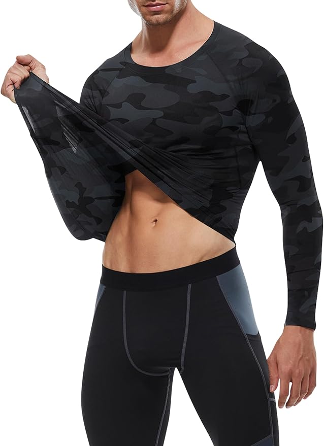 SPVISE 1 or 3 Pack Men's Compression Shirts Long Sleeve Workout Gym T-Shirt Running Top Cool Dry Sports Baselayer Undershirts