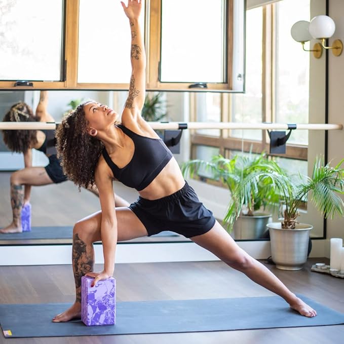 Hugger Mugger 4 in. Foam Yoga Block - Strong and Stable, Beveled Edges for Comfort, Most Favored Block Size, Helps with Alignment and Support in Many Poses