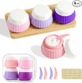 4 Pack Travel Size Silicone Cream Containers, Leak Proof Refillable Toiletry Bottles for Toiletries with 4 Scoops, Labels and Clear Bag, Suitable for Travel Shampoo and Conditioner Bottles (A)