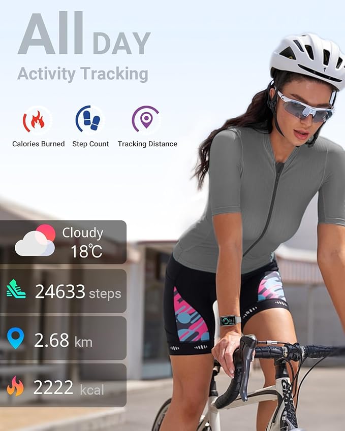 Amzhero Health Fitness Tracker with 24/7 Heart Rate, Blood Oxygen, Blood Pressure, Sleep Tracker, 5ATM Waterproof Activity Trackers with Step Tracker, Pedometer (S & L Bands Included)