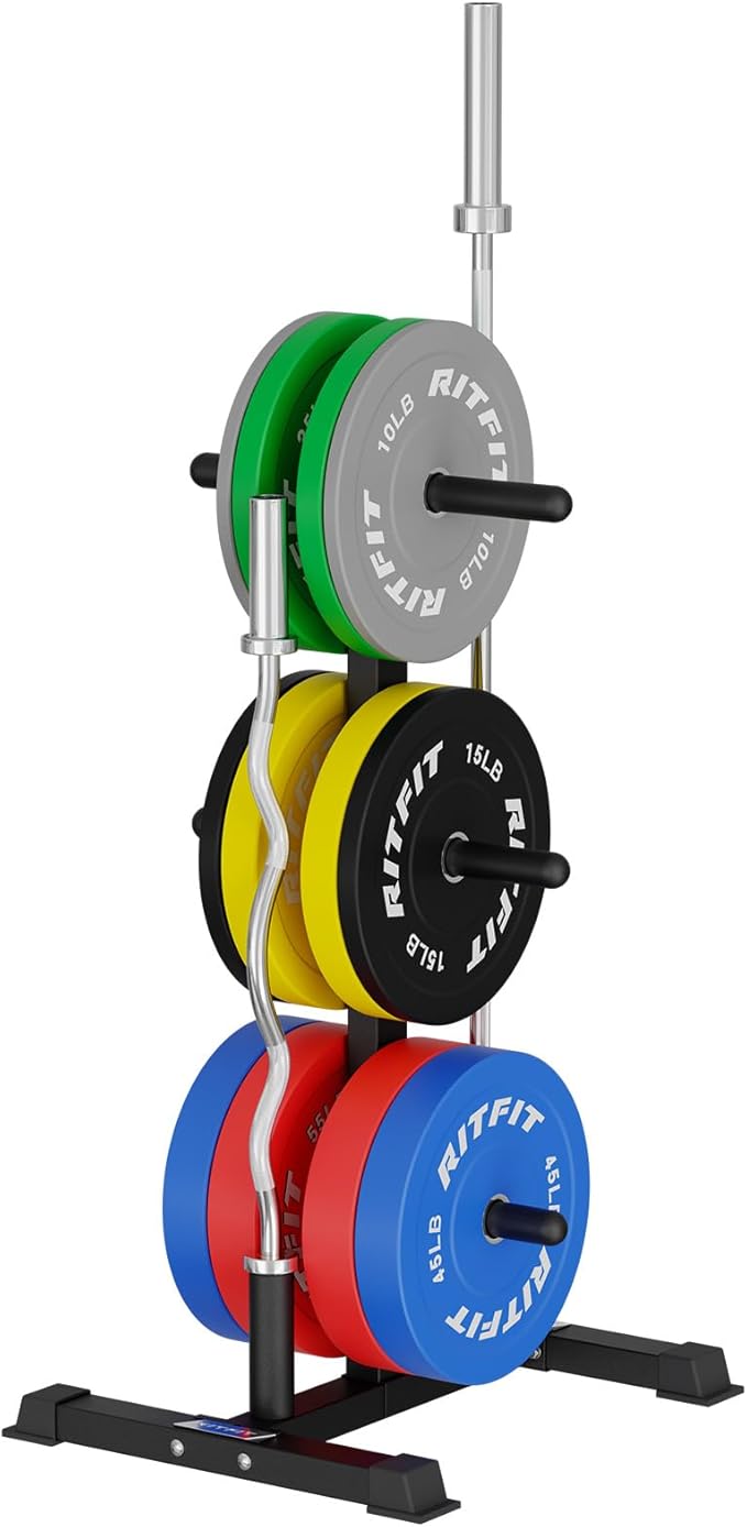 RitFit Weight Plates Rack, Weight Storage Rack with Barbell Bumper Weight Plates Holder for 2-Inch Weight Plates, Capable of Holding Up to 990 LBS