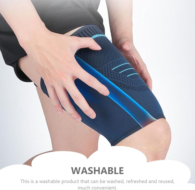 Healeved 2pcs Sports Compression Thigh Sleeves Leg Warmers, Elastic Running Leg Sleeves for Men, Navy Medium, Breathable Support for Outdoor Fitness and Muscle Protection