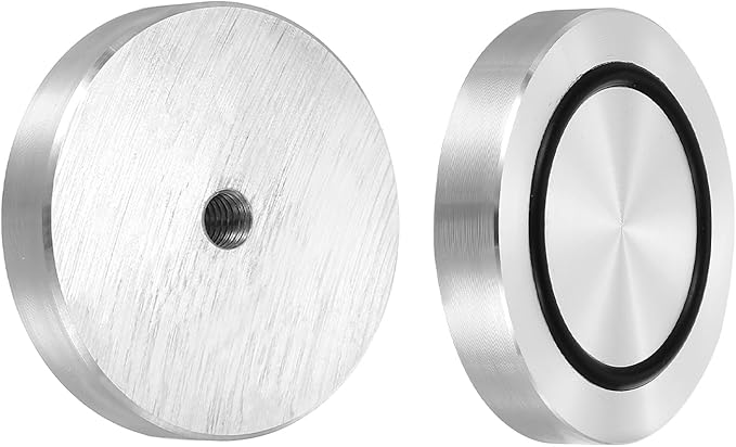 uxcell M8 Thread 55mm / 2.2" Dia 10mm Thick Aluminum Circle Disc Glass Top Adapter 4pcs Round Solid Table Feet Pad Plate Hardware with Anti-Slip Rubber Ring