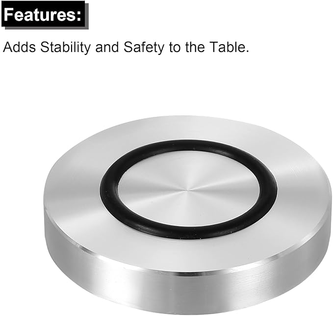 uxcell M8 Thread 50mm / 2" Dia 10mm Thick Aluminum Circle Disc Glass Top Adapter 4pcs Round Solid Table Feet Pad Plate Hardware with Anti-Slip Rubber Ring