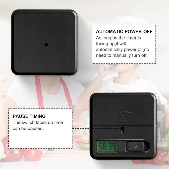 Weewooday Cube Timer, Gravity Sensor Flip Timer for ADHD Productivity, Classroom Kitchen Study Workout Cooking Desk Timers for Time Management, 15 20 30 60 Minutes Countdown Tool(Black)