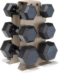 CAP Barbell Rubber Coated Hex Dumbbell Set with Vertical Rack | 100-300 lbs Free Weights Dumbbells Set for Home Gym | Multiple Options