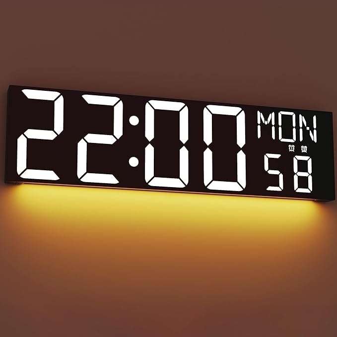 JALL 30" Large Digital Wall Mount Clock with Remote Control, Alarm, Huge Giant Big LED, Countdown, Auto DST, Temperature for Living Room Classroom Desk, Xmas, Birthday Gift, White