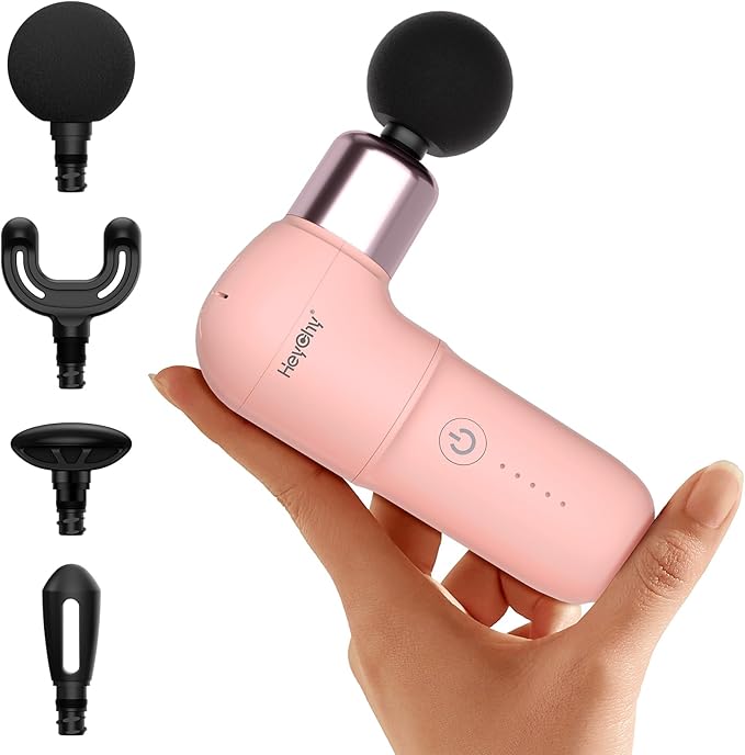 HEYCHY Super Mini Massage Gun, Deep Tissues Percussion Muscle Massager, Compact Sports Travel Massage Gun, Portable Massager Gun for her him, Pink