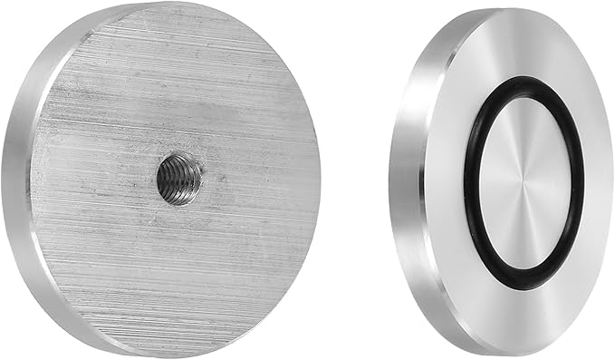 uxcell M8 Thread 50mm / 2" Dia 6mm Thick Aluminum Circle Disc Glass Top Adapter 4pcs Round Solid Table Feet Pad Plate Hardware with Anti-Slip Rubber Ring