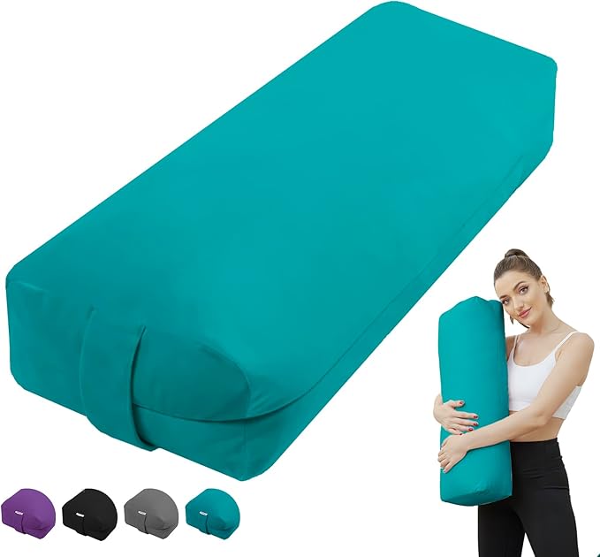 Rectangular Yoga Bolster Pillow, Meditation Pillow for Yin & Restorative Yoga, Filled with Wasted Sponge