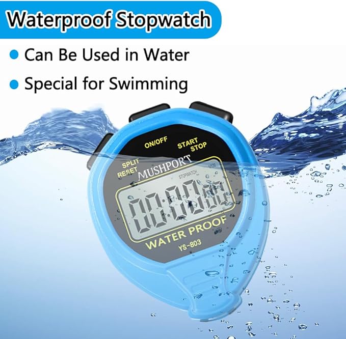 Waterproof Stopwatch Timer Only Stopwatch Mode, ON/Off Silent Large Display Simple Operation, Without Clock Date Countdown, Digital Stop Watch for Sports Coaches, Blue