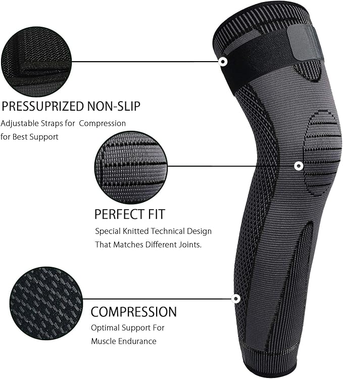 Full Leg Sleeves Long Compression Leg Sleeve Knee Sleeves Protect Leg, for Man Women Basketball, Arthritis Cycling Sport