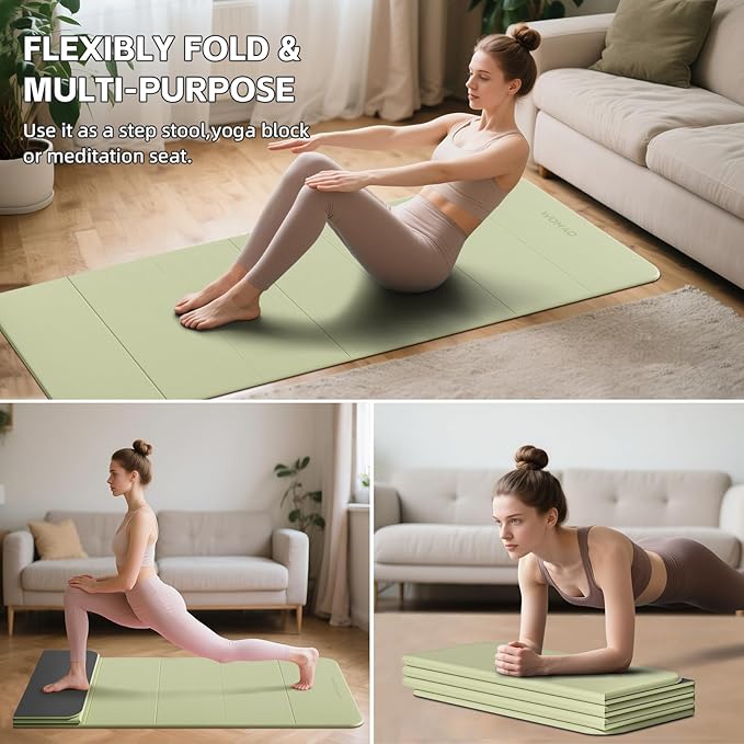 7-Fold Yoga Mat 70"x24" - 1/2 Inch Thick Folding Exercise Mat, Compact Non-Slip TPE Mat for Travel, Storage, Yoga & Home Gym, Lightweight & Portable