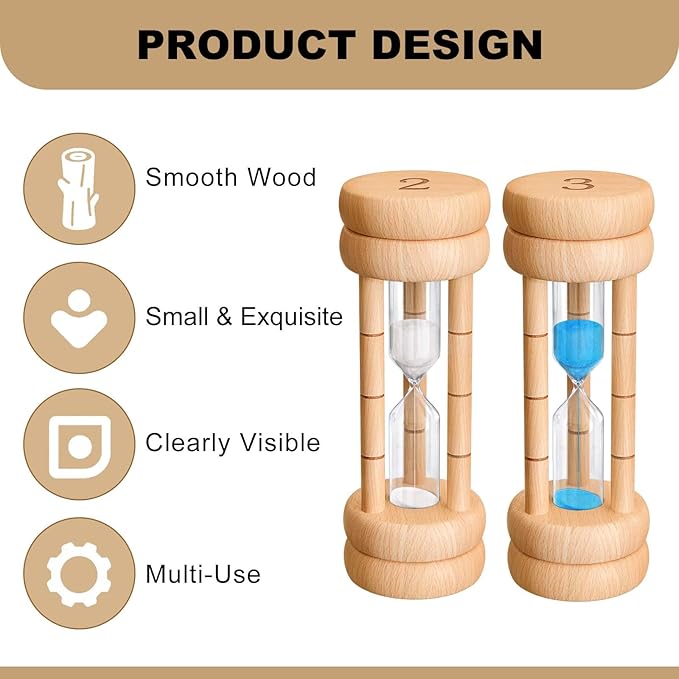 Wood Sand Timer,2 Minute Wooden Hourglass,Blue Sandglass 2 Min, Mini Sand Clock,Reloj de Arena 2 Minuto for Toothbrush Timer,Cooking,Baking,Game, Gift