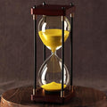 Large Sand Hourglass Timer, Vintage Wooden Sand Timer 60 Minutes, Glass Sand Clock Minutes with Wooden End Caps, Sand Timers for Games Classroom Home Office Kitchen Use (Yellow Sand)