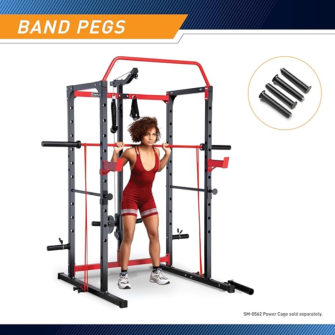 Marcy Power Cage with Pull-Up Bar,Adjustable Bar Catches,Olympic Standard Weight Plate,Accessories Build Your Own Home Gym with Optional Dual Pulley Trolley System for Body Exercise,Strength Training