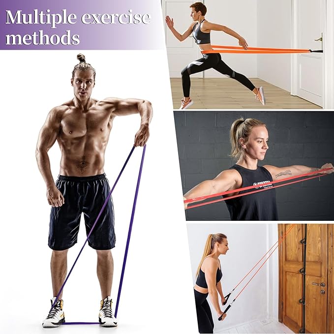 Resistance Bands for Working Out, Pull Up Assistance Bands, Exercise Workout Bands for Men & Women, Gym Bands with Door Anchor & Handle, Stretching Bands for Physical Therapy, Muscle Training