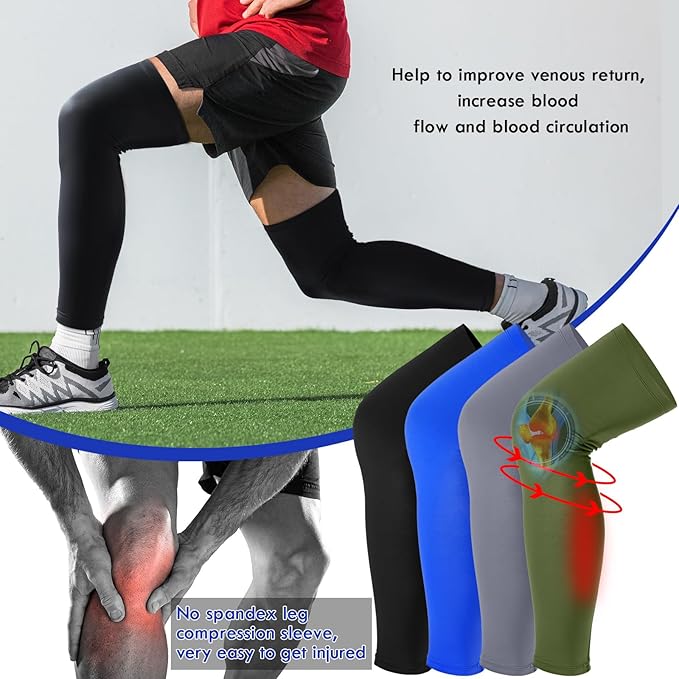Tatuo Leg Sleeves Compression Long Knee Sleeve UV Protect for Men Women Sport Basketball Football
