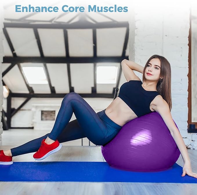 joyibay Cardio Drumming Equipment Set, Fitness Balance Ball with Pump & 3.2oz Cardio Drumming Sticks, Aerobic Exercise Ball for Workouts, Stability, Pilates, Yoga, Pregnancy Gymnastics