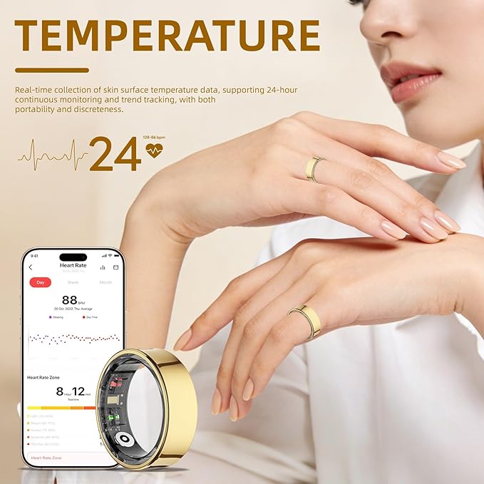 Smart Ring for Women& Men, Fitness Ring & Sleep Tracker Health Tracker With Heart Rate & Blood Oxygen Monitor, Step Counter Ring,IP68 Waterproof, No Subscription Fee for IOS & Android (Silver, #10)