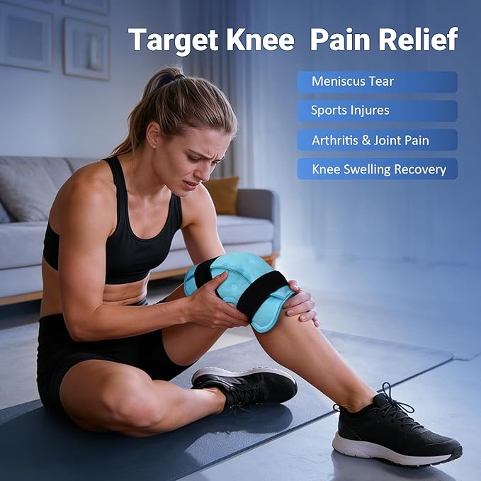 Comfytemp 3D Knee Ice Pack Wrap for Injury Reusable Gel, Knee Cold Pad Brace, Hot Cold Therapy for Meniscus Tear, Leg Pain, Knees Replacement Sleeve, Arthritis, Muscle Recovery, After Surgery Use