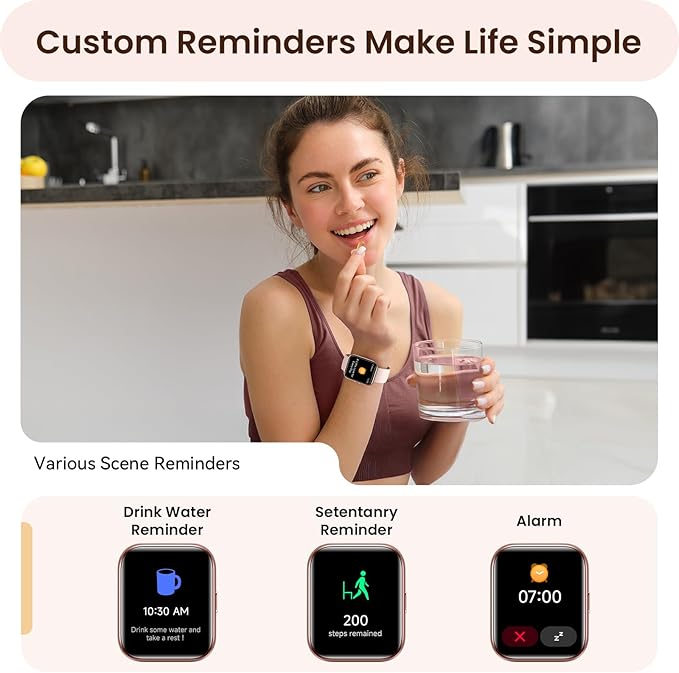 Smart Watch for Women Gifts, Womens Smartwatch with Sleep,Heart Rate,Pressure,SpO2 Monitor & Cycle Tracking, Alexa/AI Voice & Call Fitness Watch with Schedule Reminders & 100+ Sports Modes-Pink