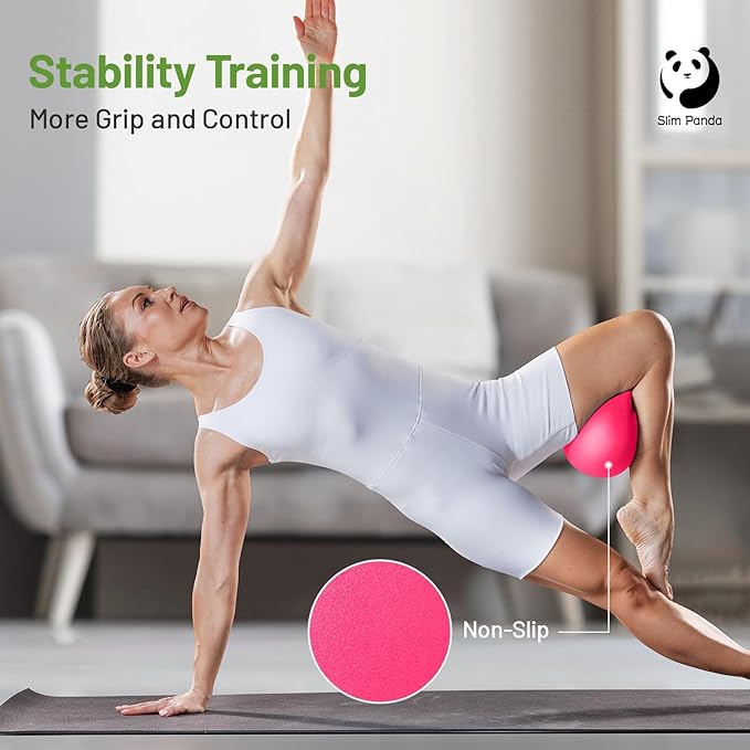 Slim Panda Pilates Ball, 9 Inch Small Exercise Ball, Anti Burst Mini Yoga Ball for Stability, Workout, Barre, Core Strength, Physical Therapy, Balance, Stretching