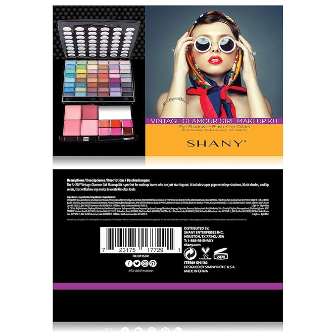 SHANY Glamour Girl Makeup Kit Eyeshadow Beauty Palette with Eye shadows, Blushes, Lipstick Lip-gloss, Make up Mirror, Cosmetics applicators, Premium Gift Packaging - Glamour