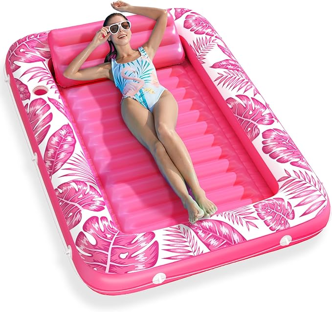 Inflatable Tanning Pool Lounger Float - Jasonwell 4 in 1 Sun Tan Tub Sunbathing Pool Lounge Raft Floatie Toys Water Filled Tanning Bed Mat Pad for Adult Blow Up Kiddie Pool Kids Ball Pit